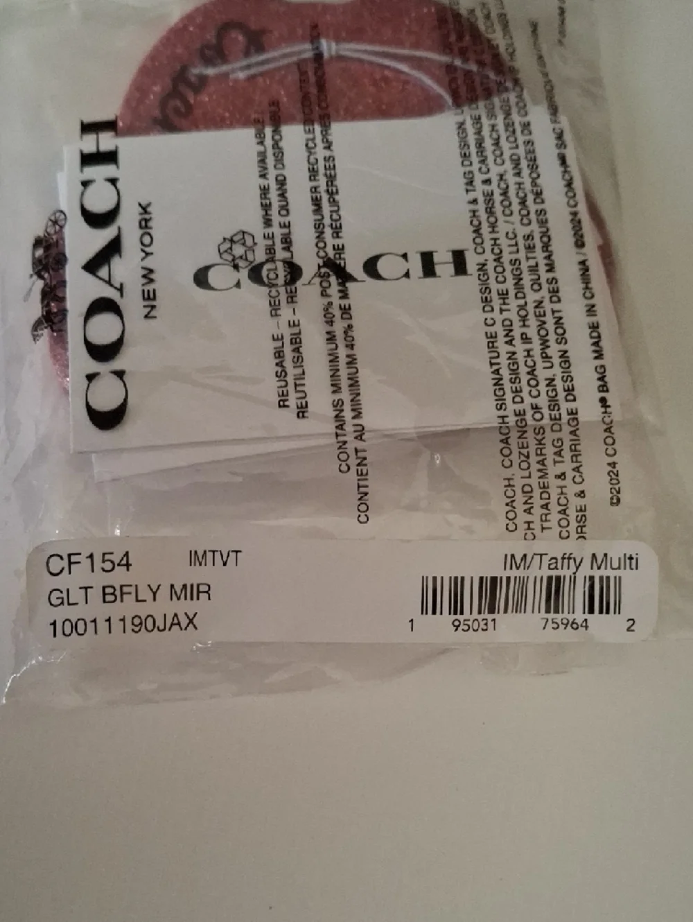 Coach Glitter Pink Butterfly Compact Mirror - Picture 5 of 5